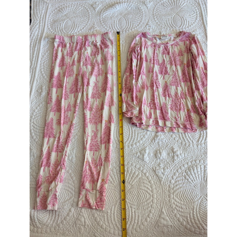 Tullabee Toddler Girls Bamboo Pajamas Set Long Sleeve Pink Winter Trees Size 5-6 - Picture 4 of 6